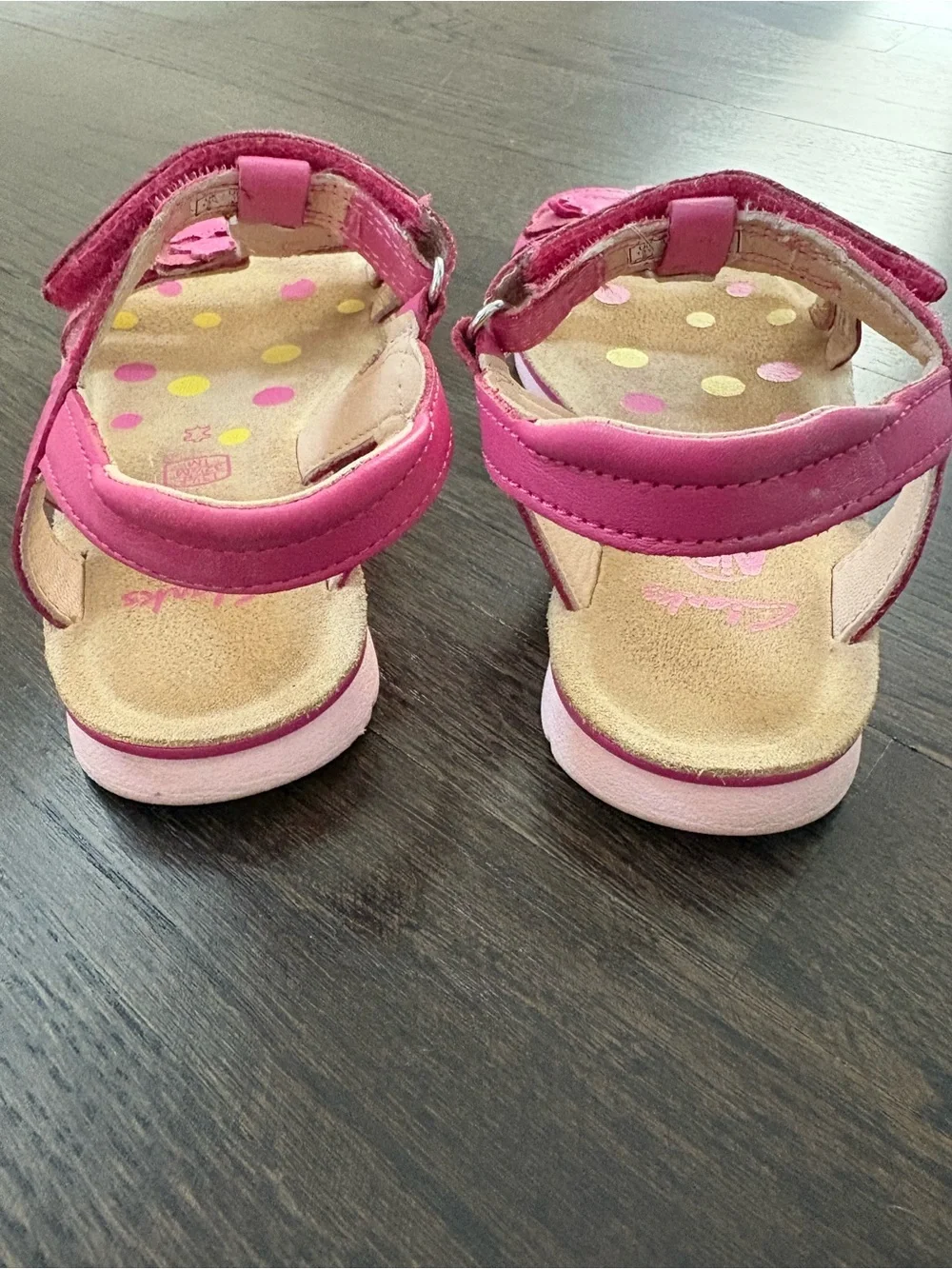 CLARKS Girls' Pink Sandals - Kids' Summer Shoes Genuine Leather Size 1